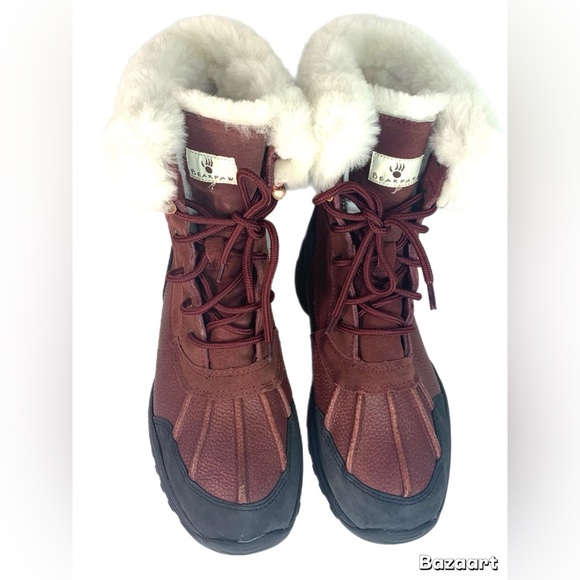 BearPaw boys burgundy and Black Winter Boots sz 6 - Picture 6 of 10